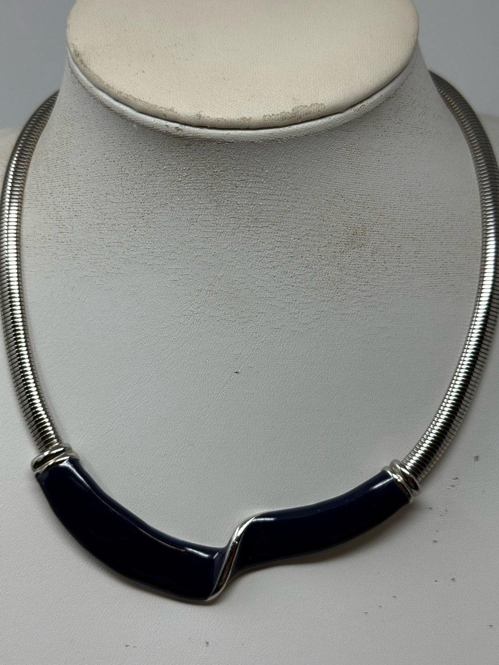 Classic Navy Enamel Collar Necklace
